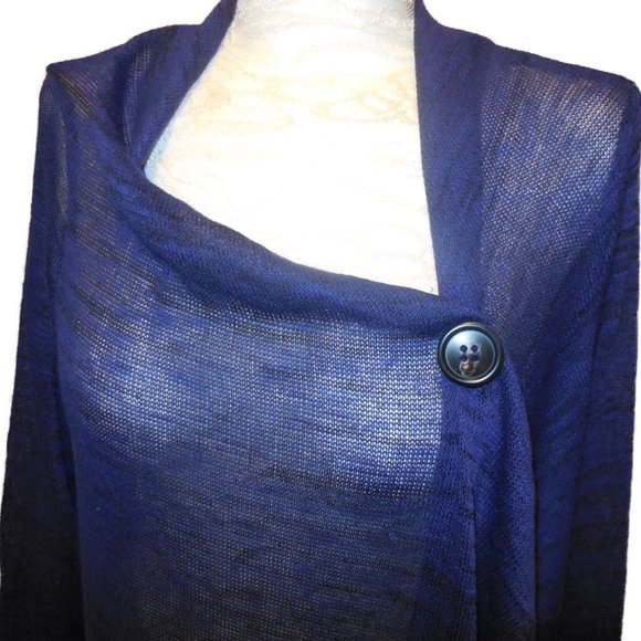 Cardigan Sweater NEW lightweight knit top long sleeve navy blue summer - Picture 7 of 9